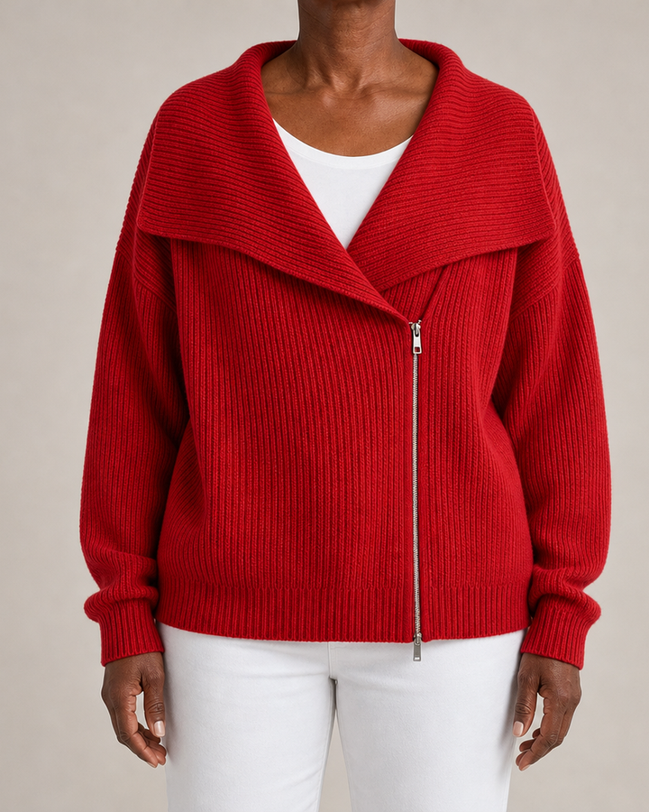 Patricia | Oversized Collar Ribbed Knit Coat