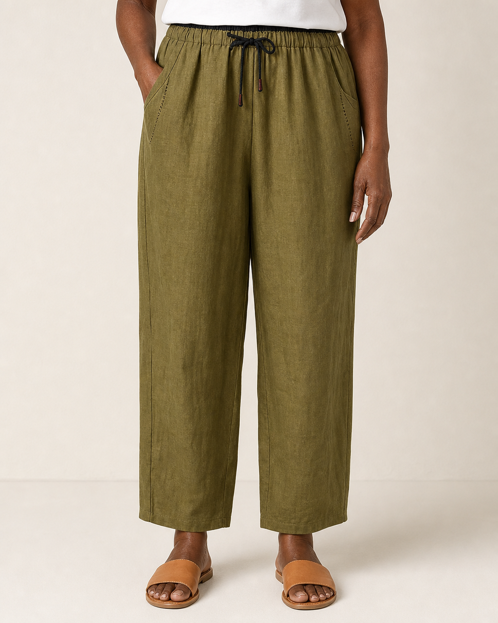 Vivo | Elegant Relaxed Summer Pants — Olive
