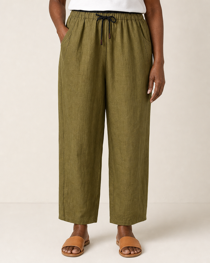 Vivo | Elegant Relaxed Summer Pants — Olive