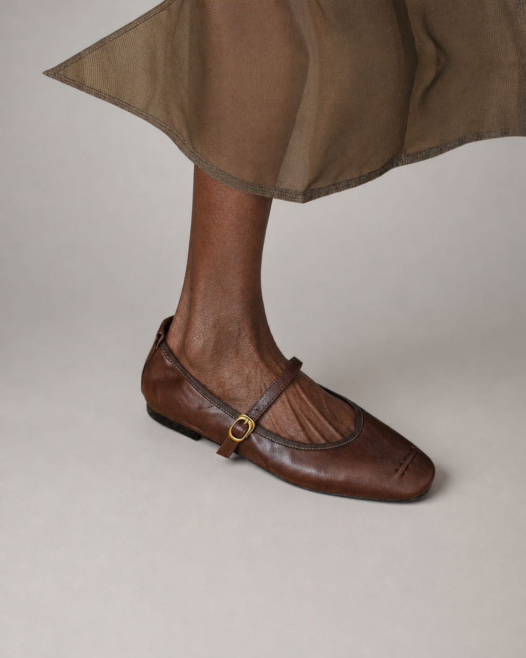 Rosemary | Leather Flats - Brown