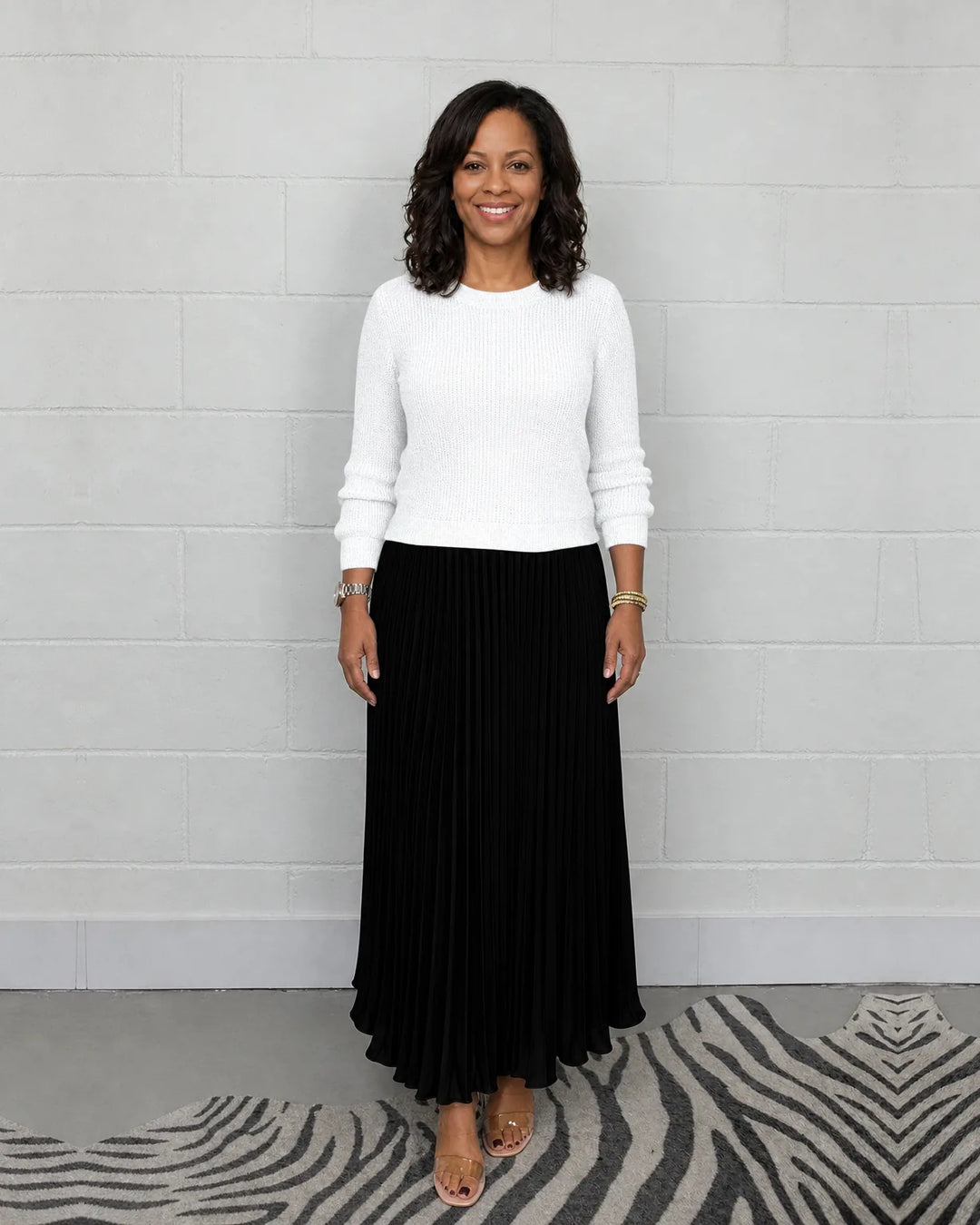 Claudia - Maxi dress with sweater and pleated skirt