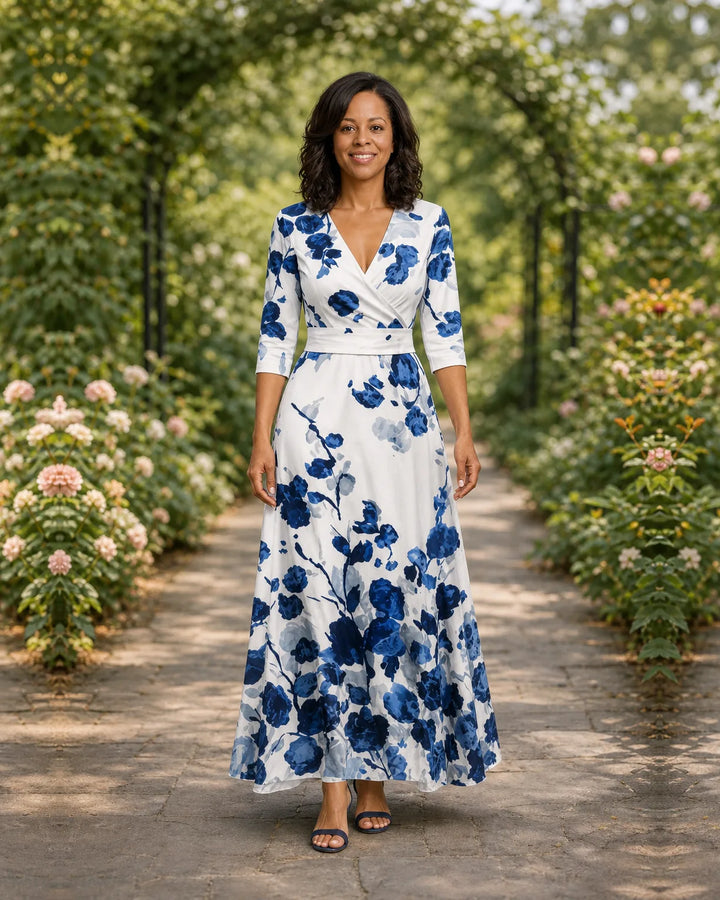 Lillian | Wrap-Style Flowing Maxi Dress