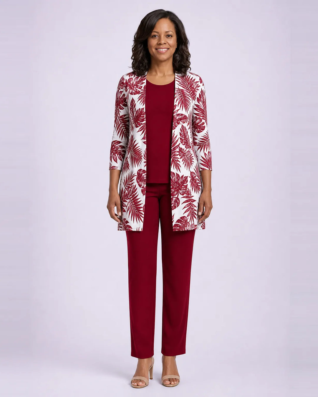 Jenilyn | Classic Elegance Three-Piece Set — White Red