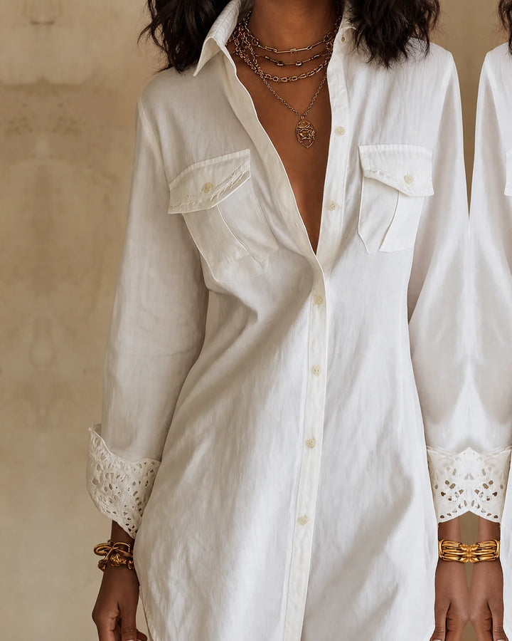Maren | Eyelet Hem Shirt Dress