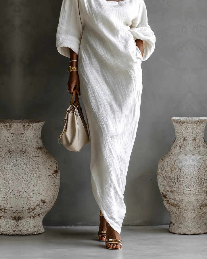 Elise | Asymmetrical Draped Maxi Dress