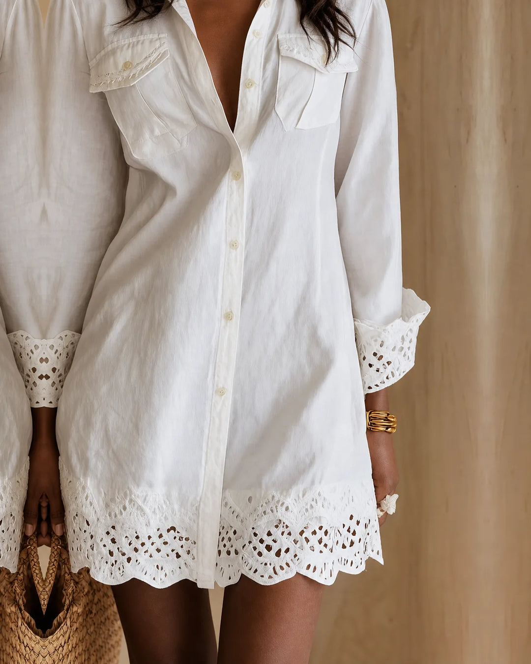 Maren | Eyelet Hem Shirt Dress