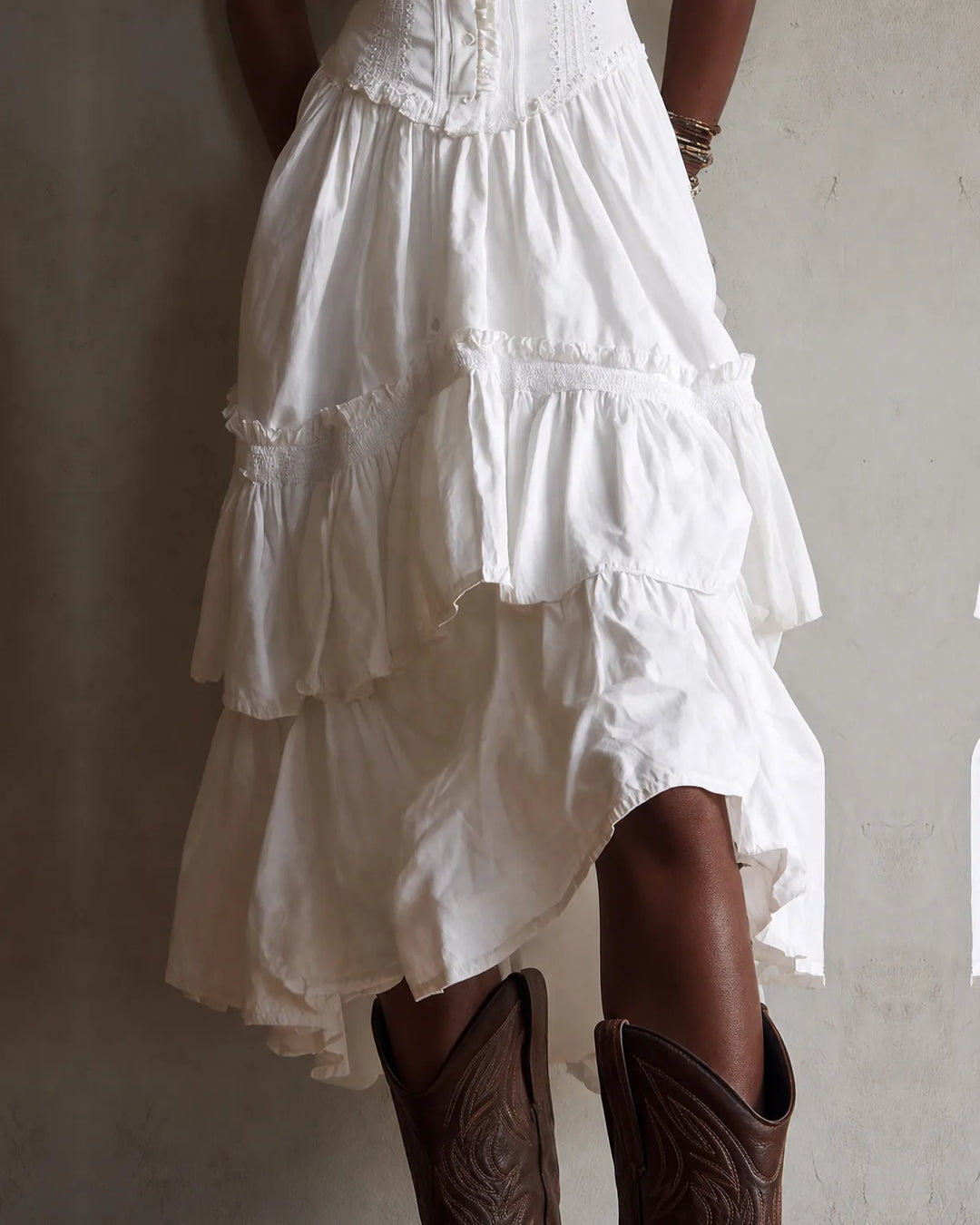 Elodie | Corset Tiered Midi Dress