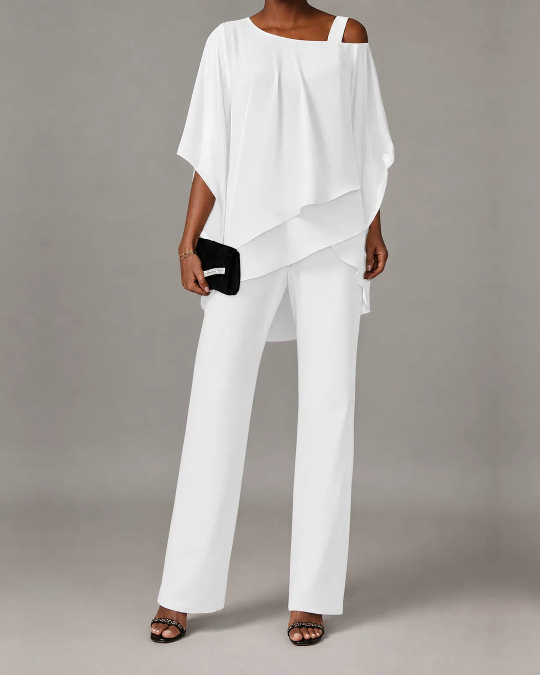 Yvette | One-Shoulder Draped Top & Wide-Leg Set