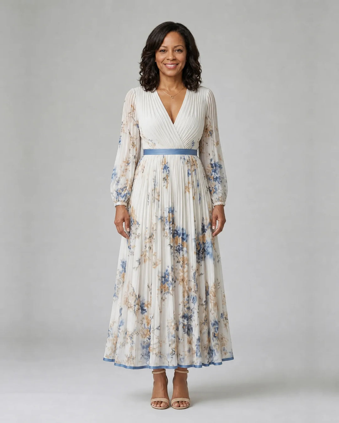 Rielle | Pleated Wrap Midi Dress