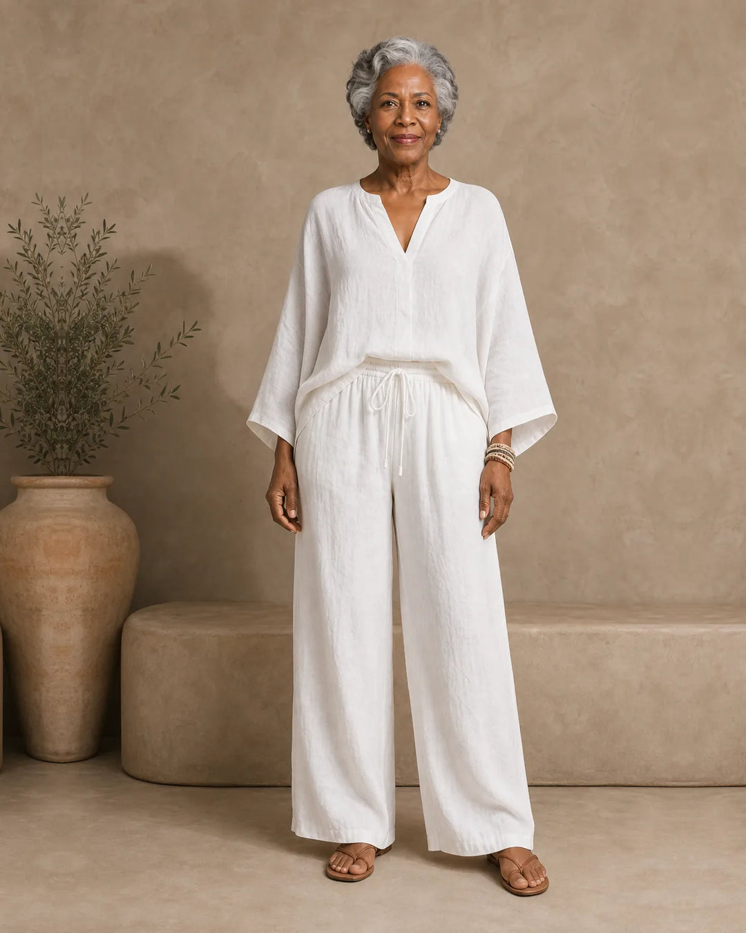 Camryn | Linen V-Neck Two-Piece Set