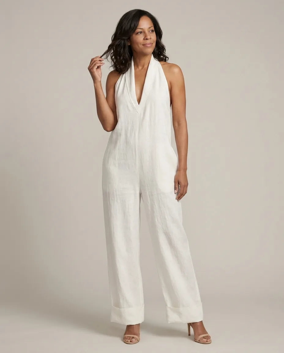 Serena | Plunge V-Neck Wide-Leg Jumpsuit