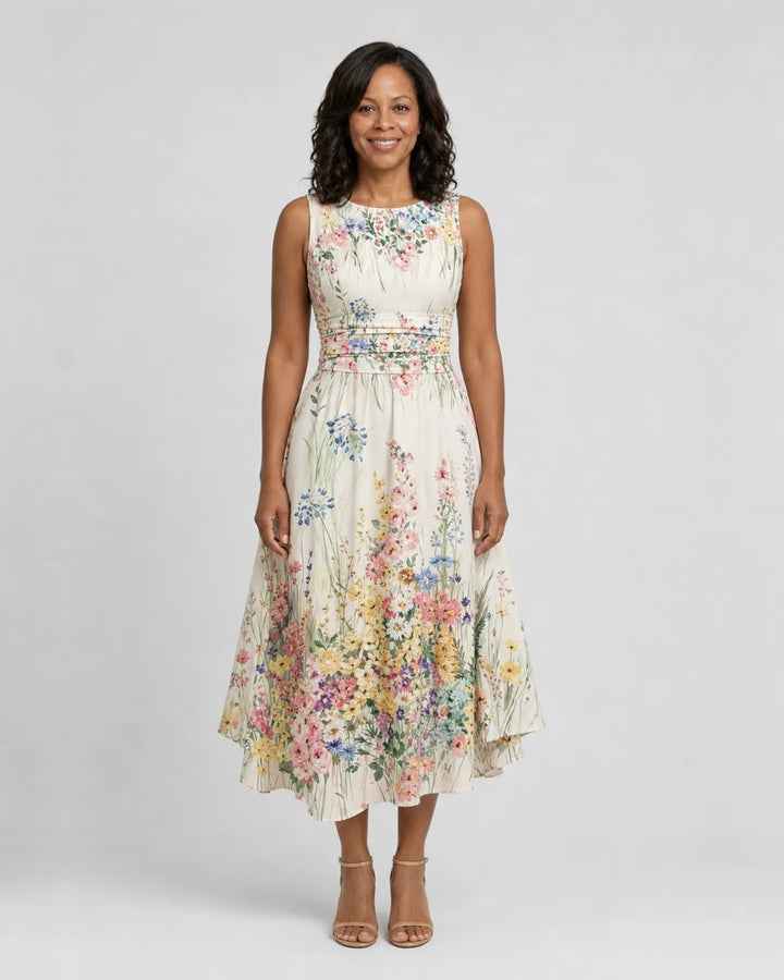 Simone | Sleeveless Floral Midi Dress