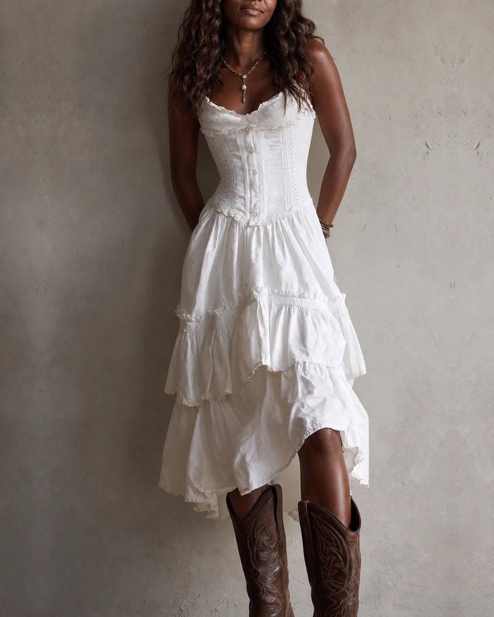 Elodie | Corset Tiered Midi Dress