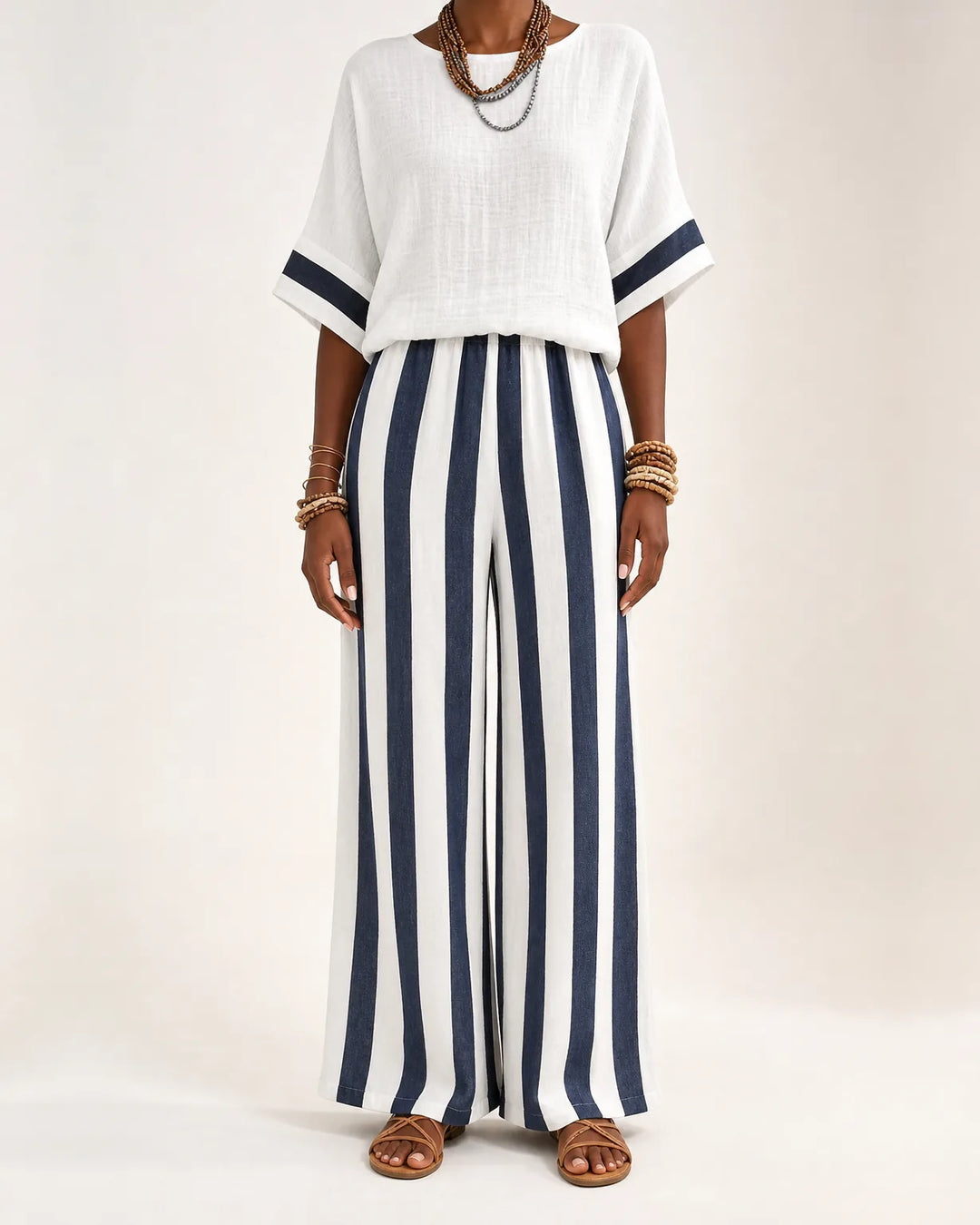 Nyah | Striped Top & Wide-Leg Set