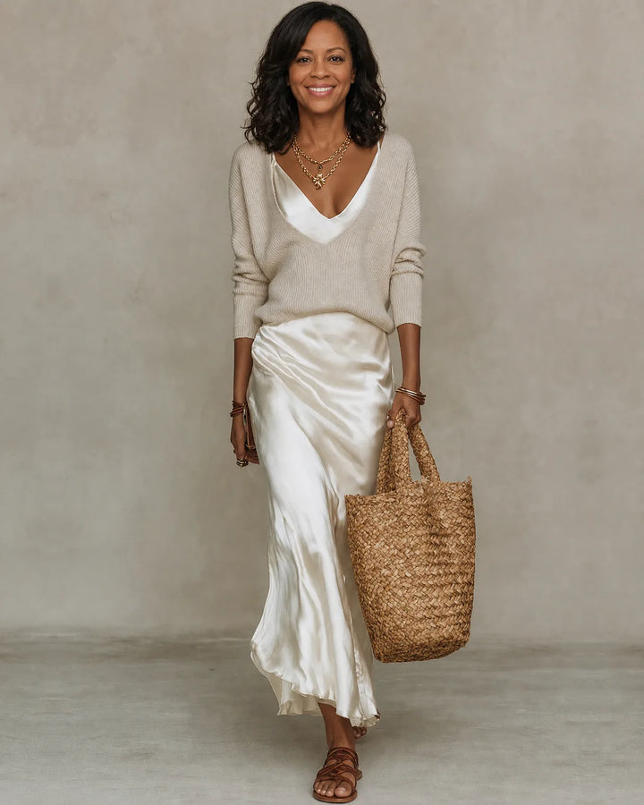 Anaïs | Satin Draped Midi Dress