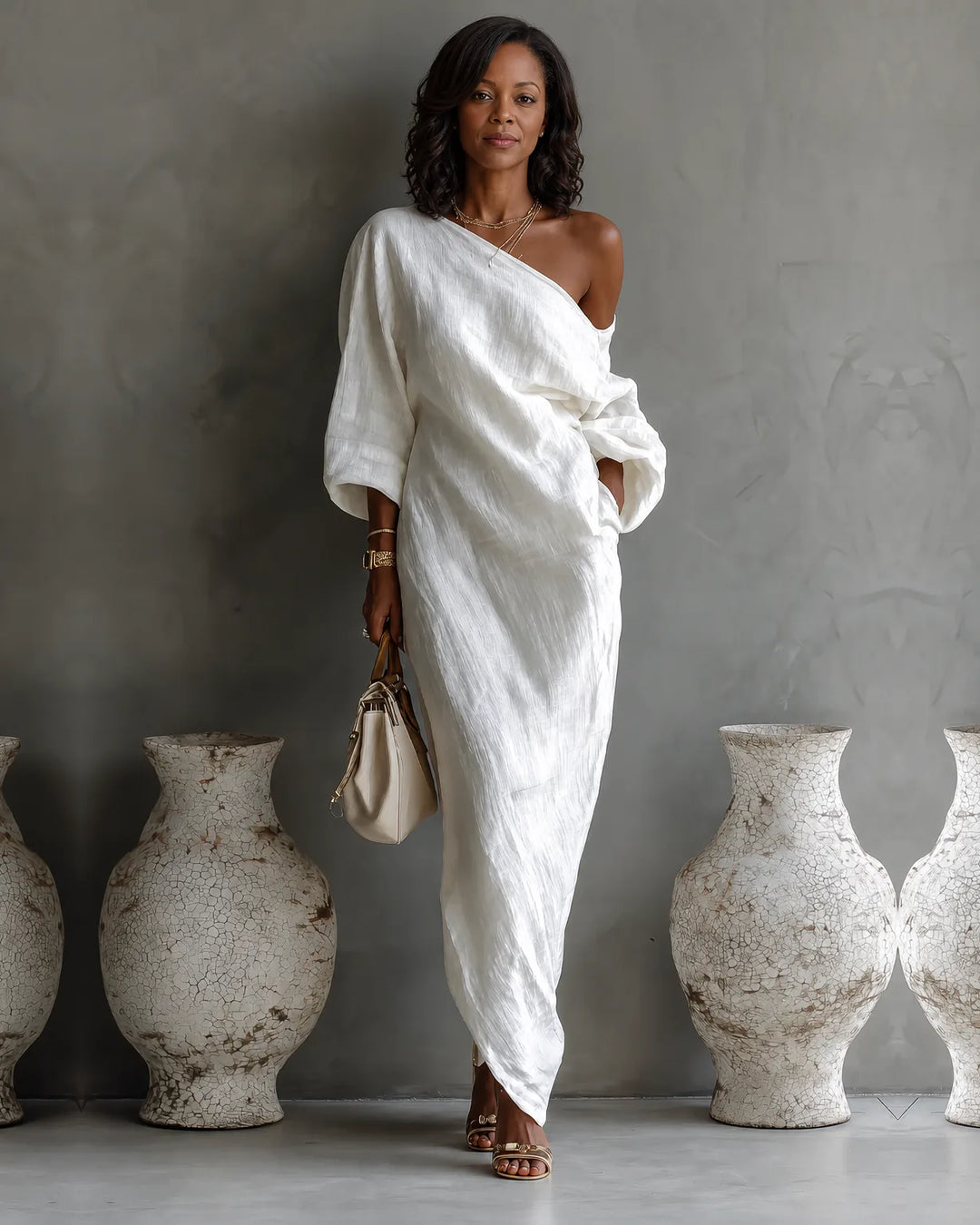Elise | Asymmetrical Draped Maxi Dress