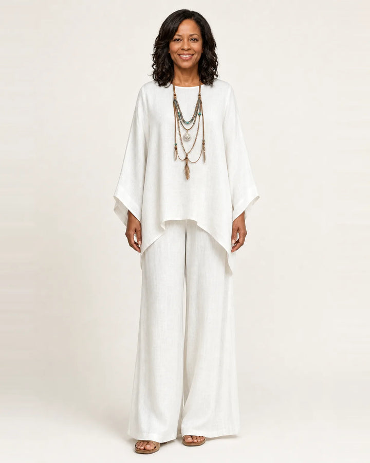 Majolie | Linen-Blend Boho Set — White