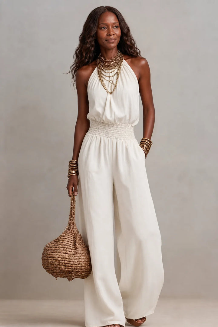 Camille | Effortless Halter Wide-Leg Jumpsuit
