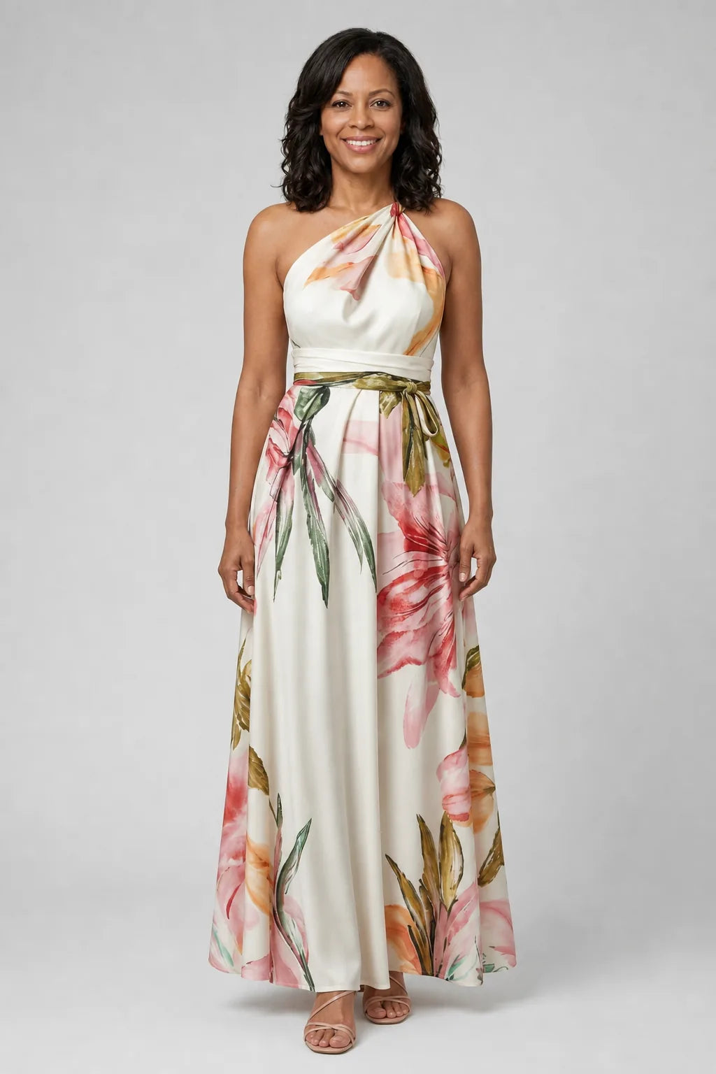 Amiel | Light Floral Maxi Dress — White