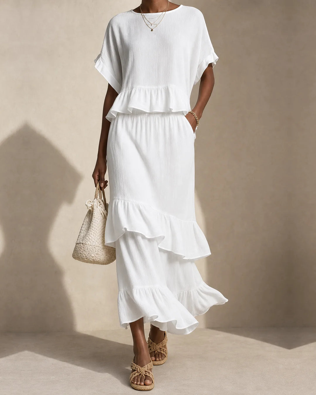 Kaia | Tiered Ruffle Top & Skirt Set