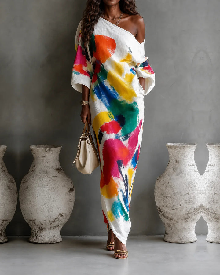 Davina | Abstract Print Maxi Dress