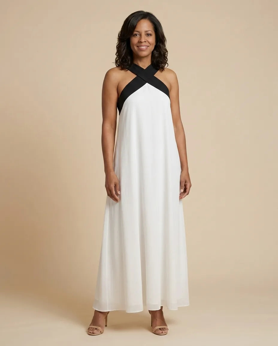Velora | Cross Elegance Maxi Dress