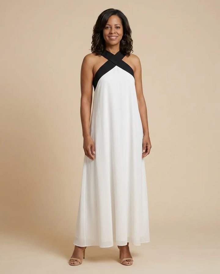 Velora | Cross Elegance Maxi Dress