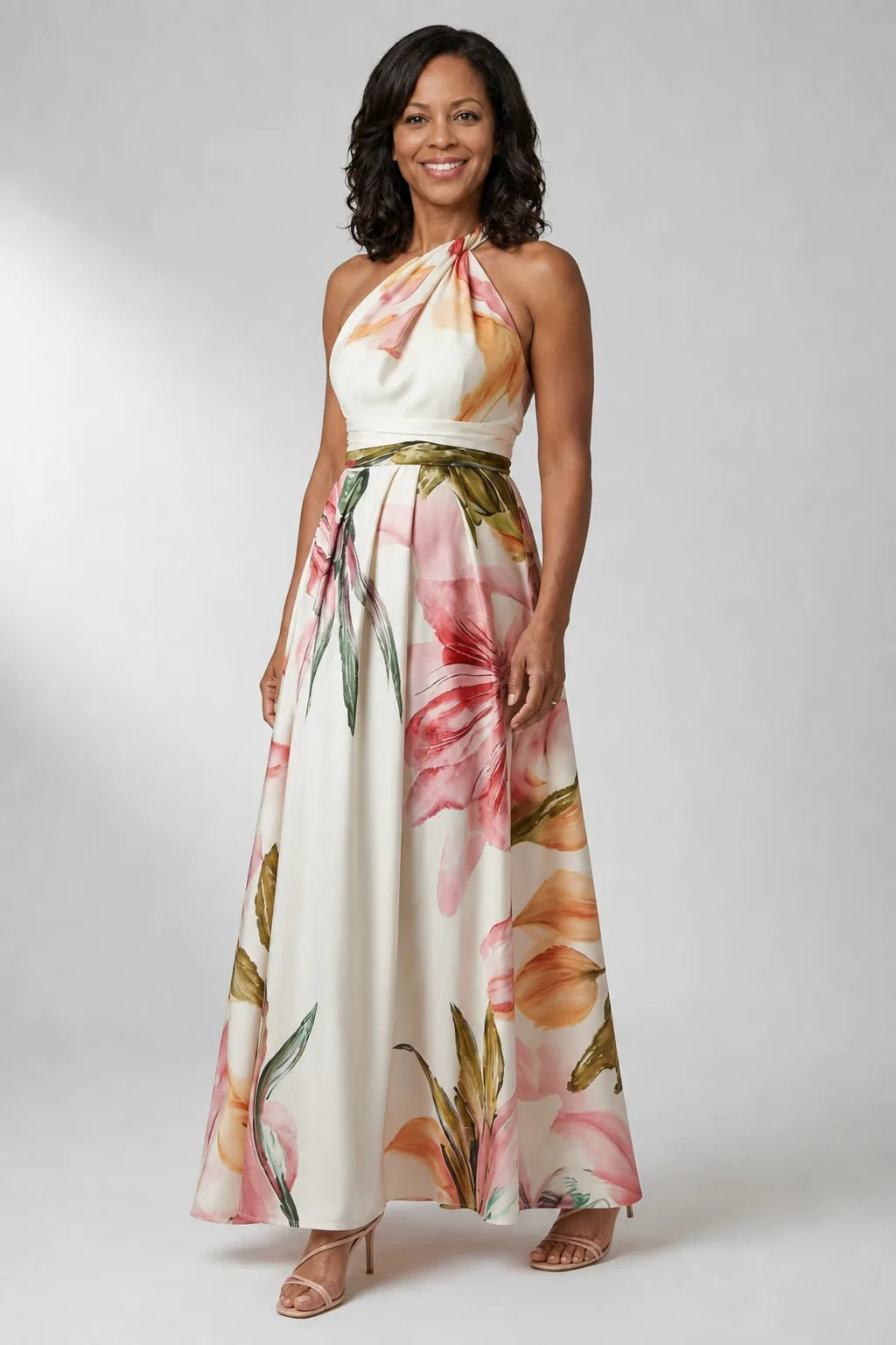Amiel | Light Floral Maxi Dress — White