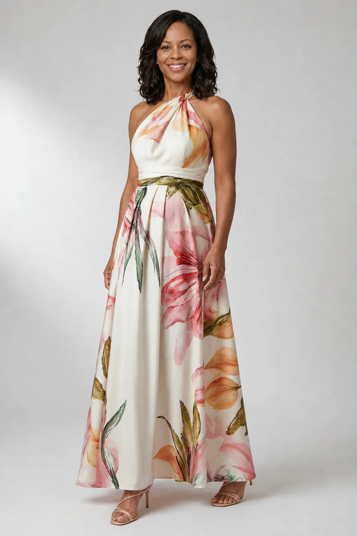 Amiel | Light Floral Maxi Dress — White