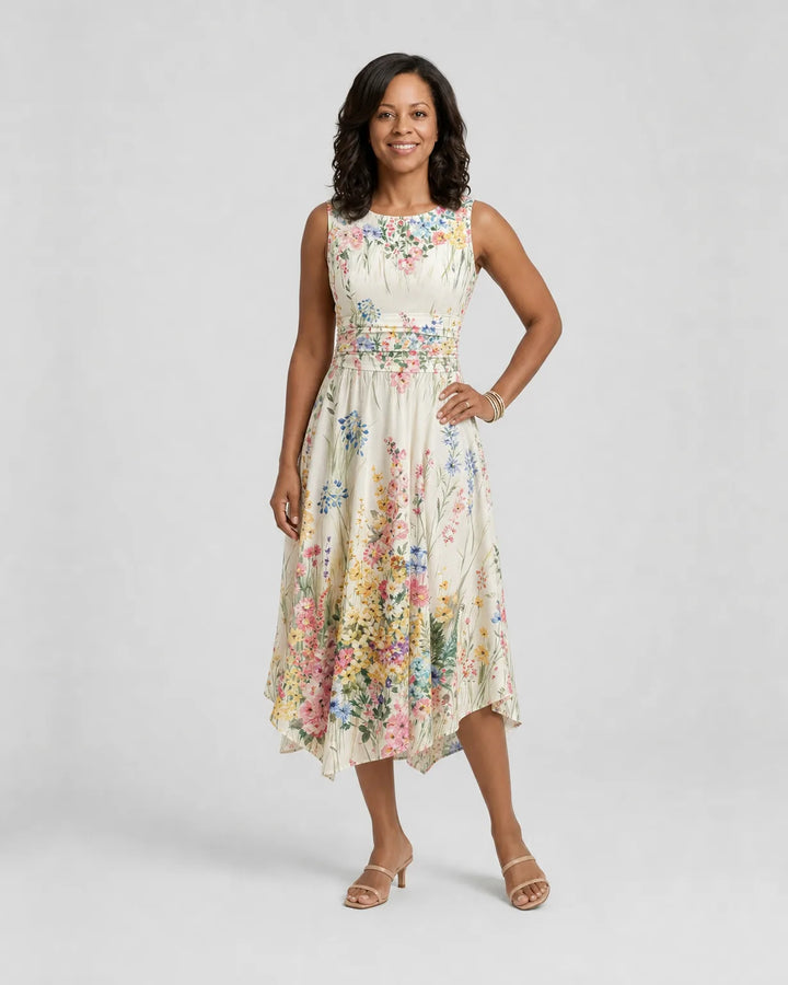 Simone | Sleeveless Floral Midi Dress