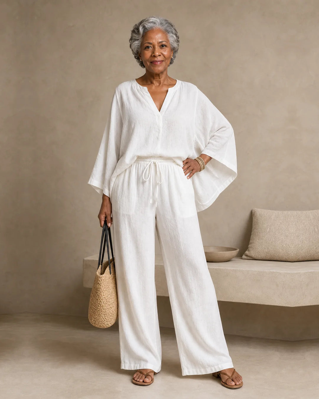 Camryn | Linen V-Neck Two-Piece Set