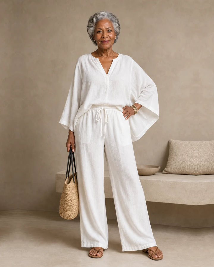Camryn | Linen V-Neck Two-Piece Set