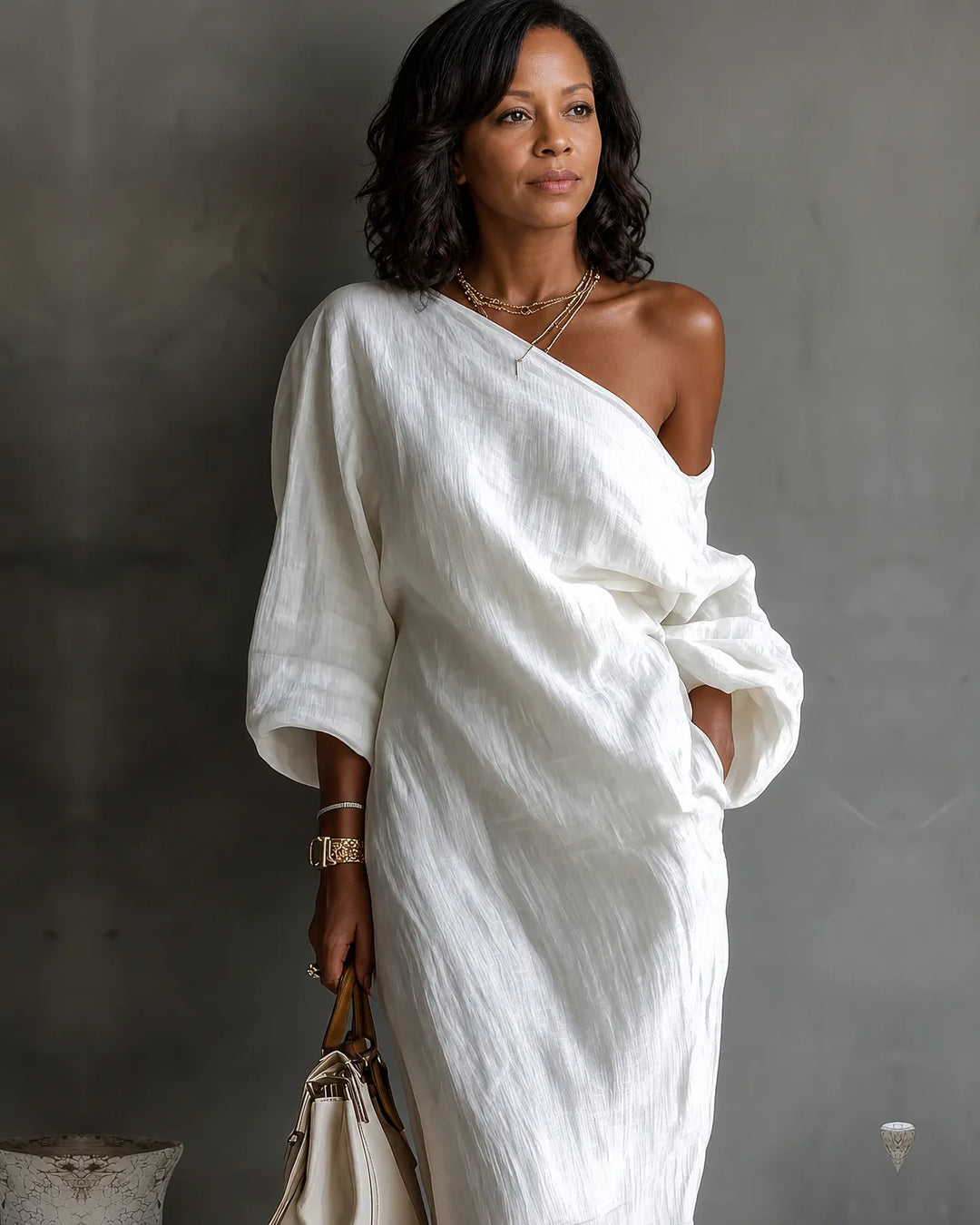 Elise | Asymmetrical Draped Maxi Dress