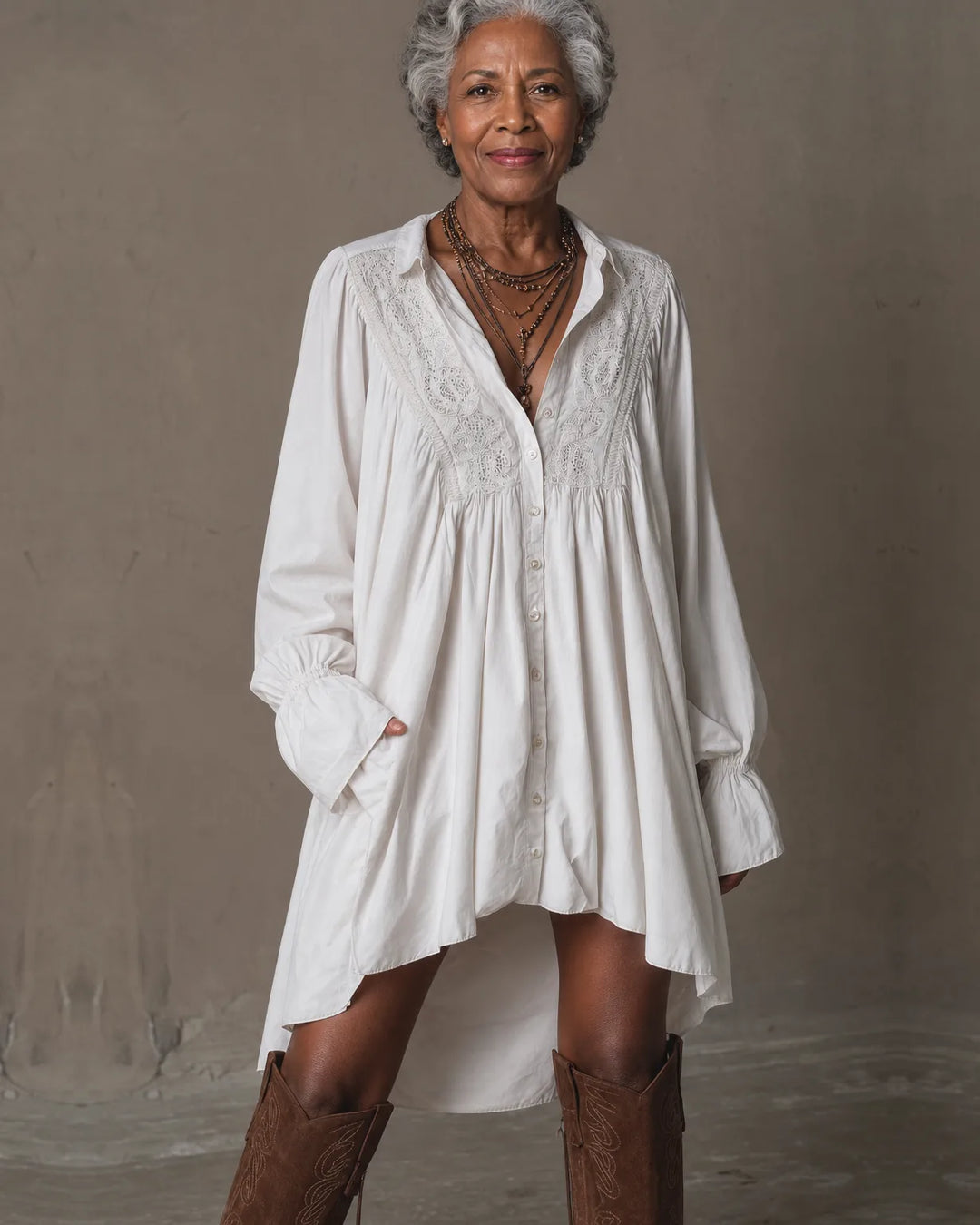 Lucia | Lace Detail Shirt Dress