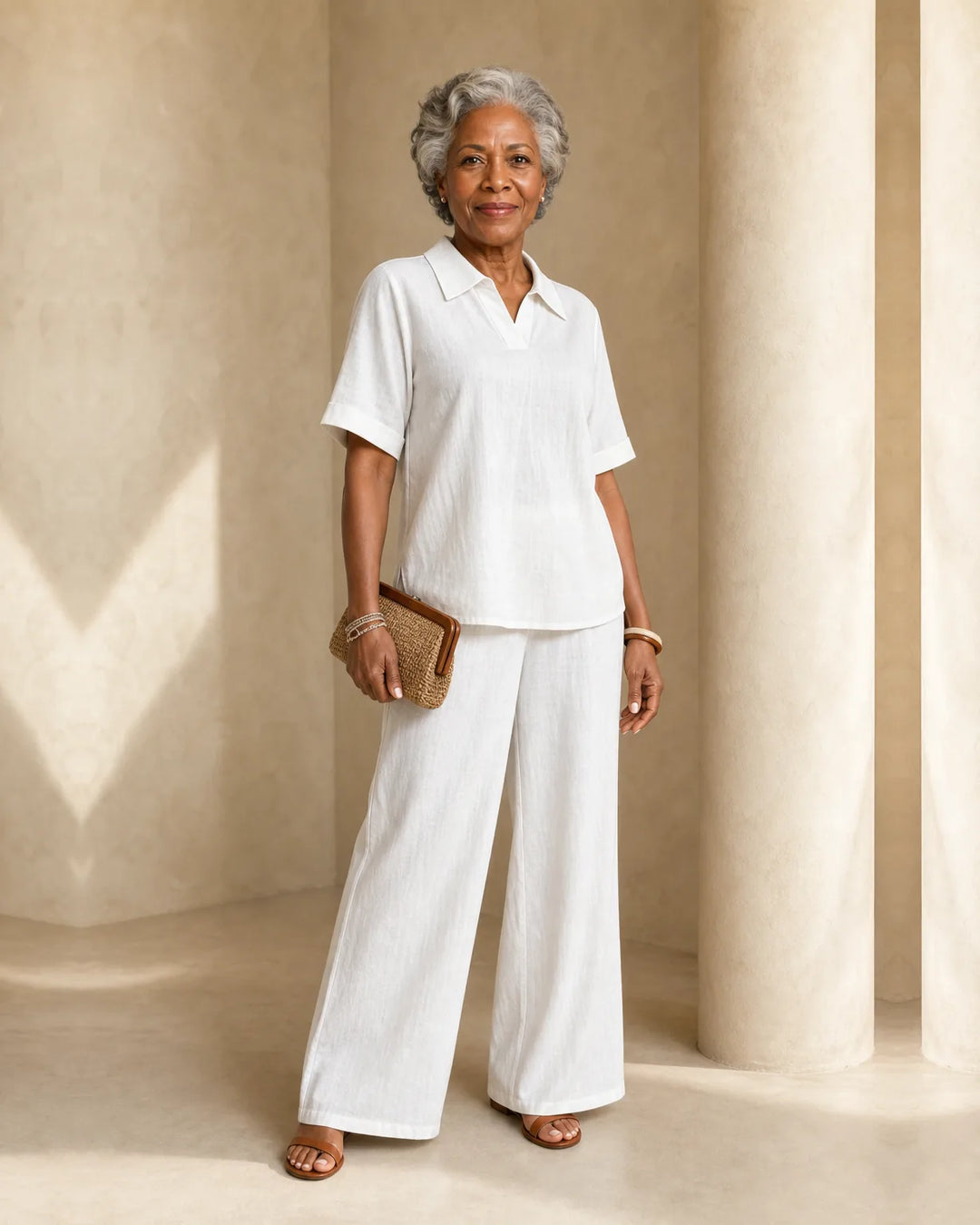 Jamila | Short-Sleeve Shirt & Wide-Leg Trouser Set