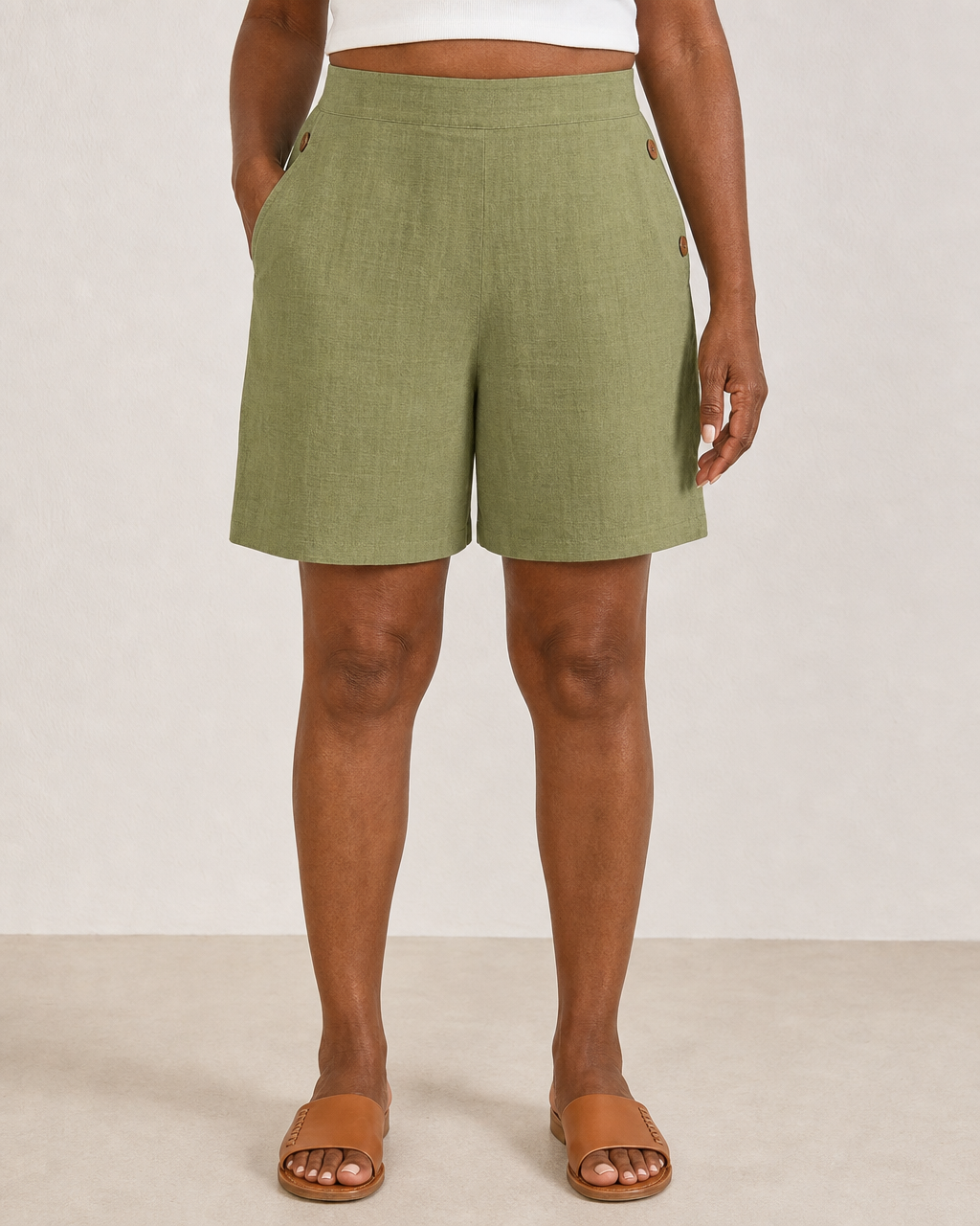 Whitney | Draped Breathable Summer Shorts — Green