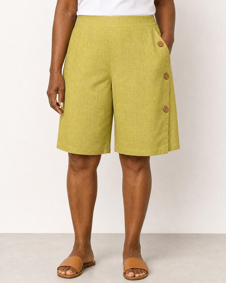 Whitney | Draped Breathable Summer Shorts — Yellow