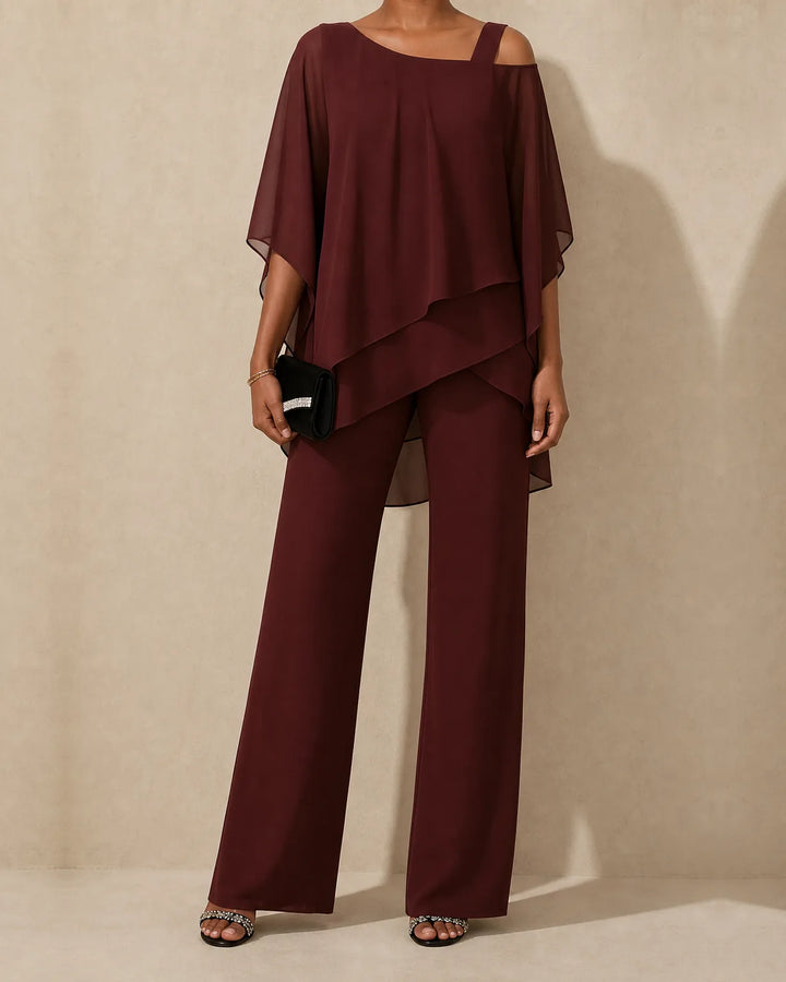Yvette | One-Shoulder Draped Top & Wide-Leg Set