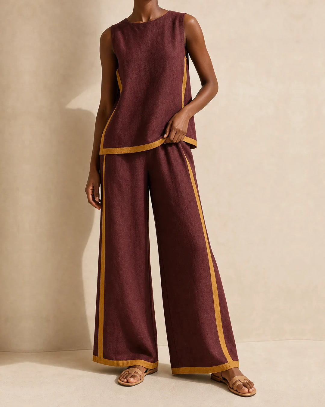 Renata | Sleeveless Side-Stripe Maxi Dress