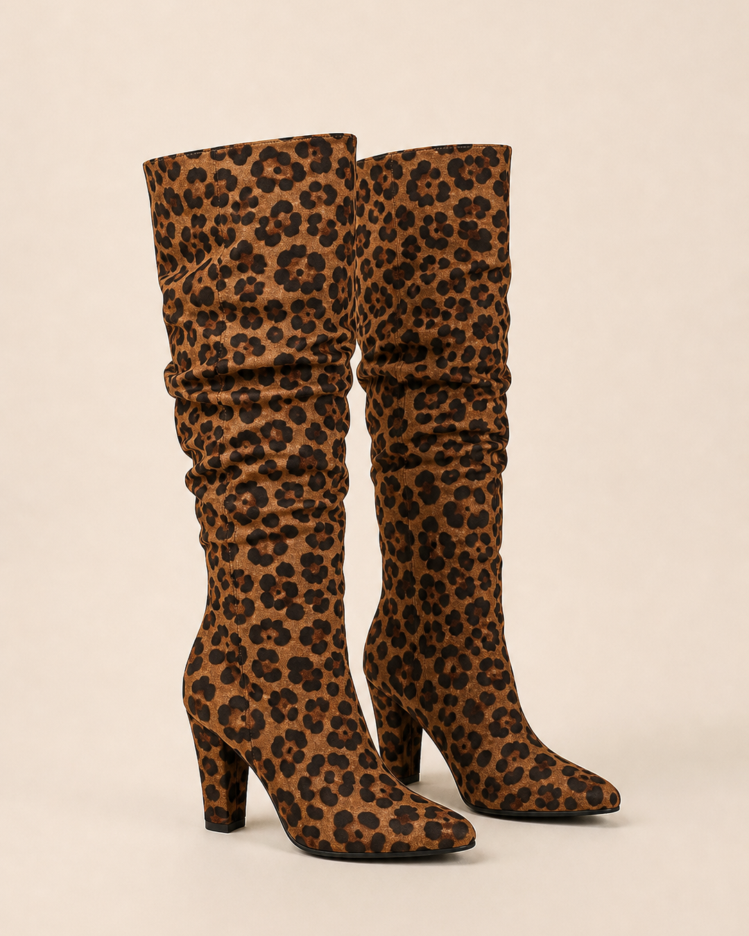 Rowena | Leopard Slouchy Block-heel Knee-high Boot in leopardenmuster