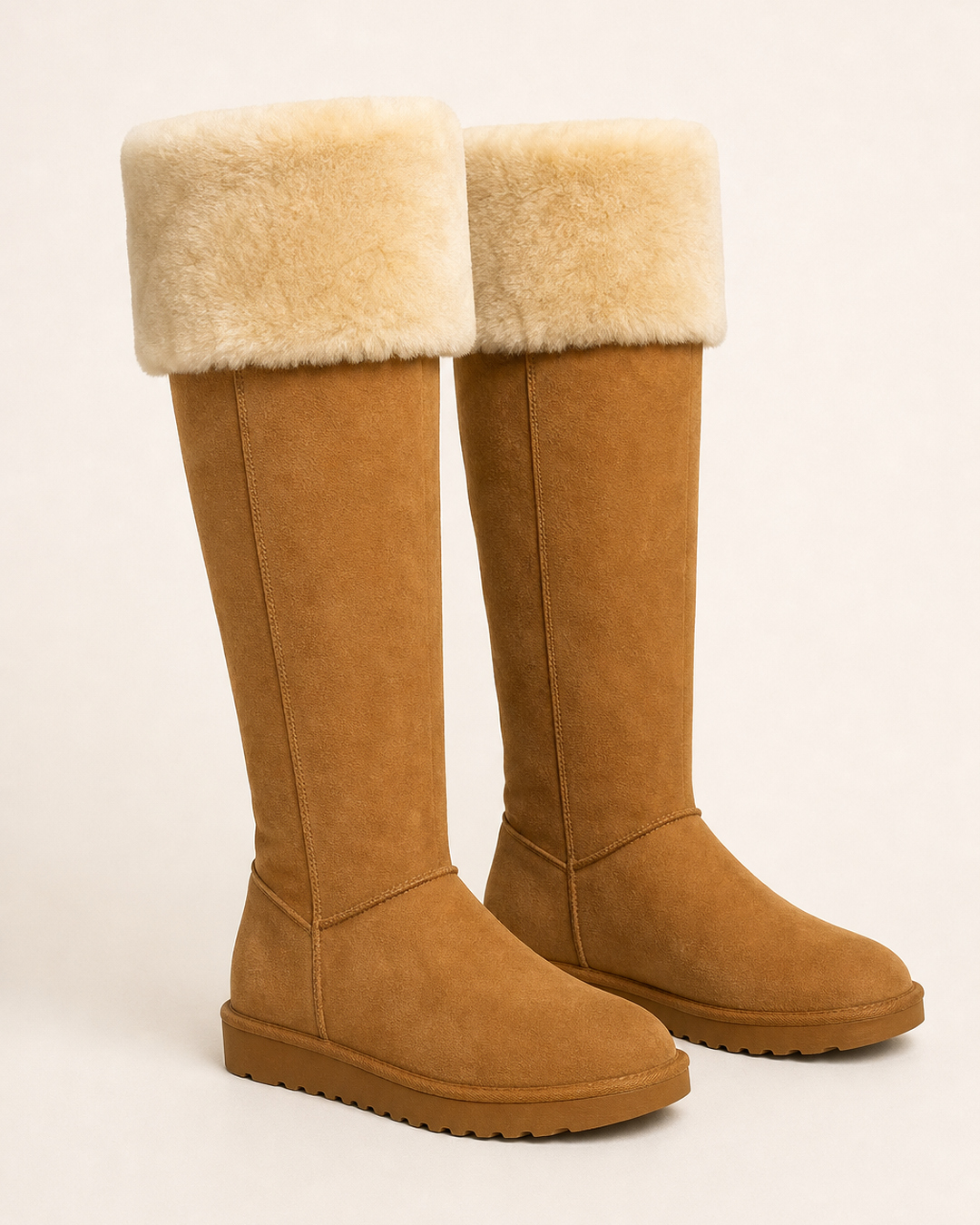 Honor | Shearling-lined Suede Over-the-knee Snow Boot in chestnut
