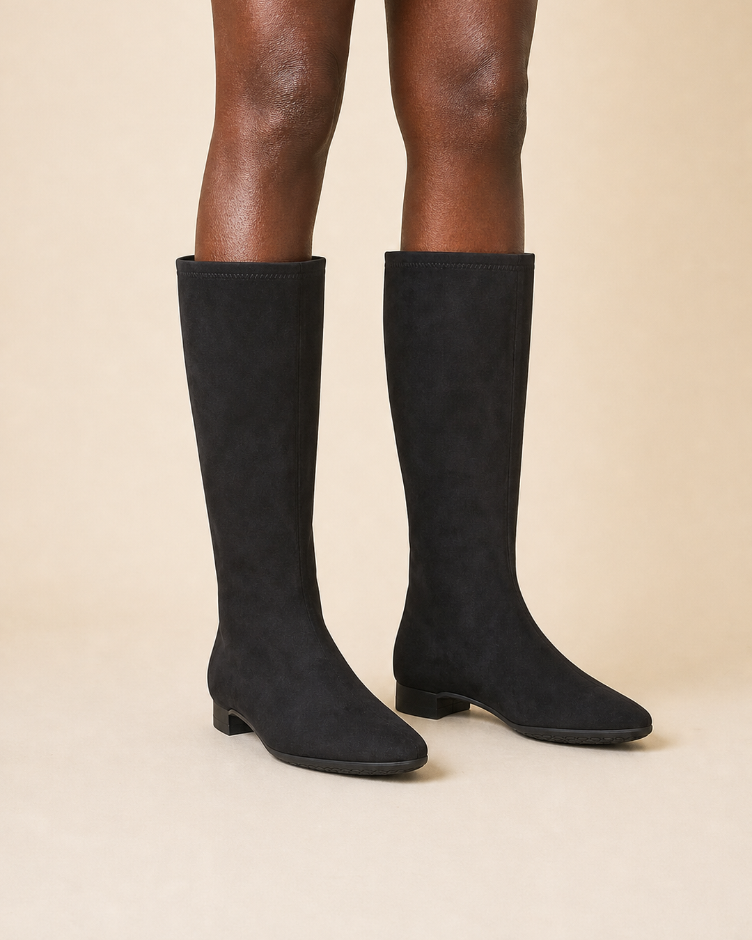Edie | Stretch Suede Sock-fit Knee-high Boot worn