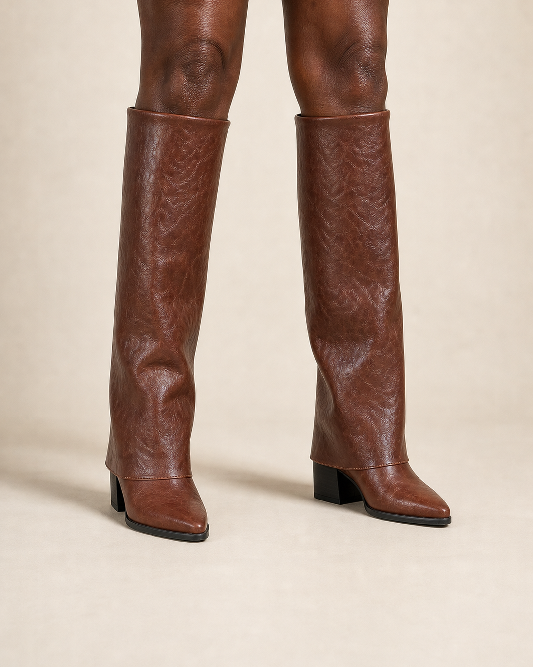 Tilda | Fold-over Cuff Block-heel Knee-high Boot worn