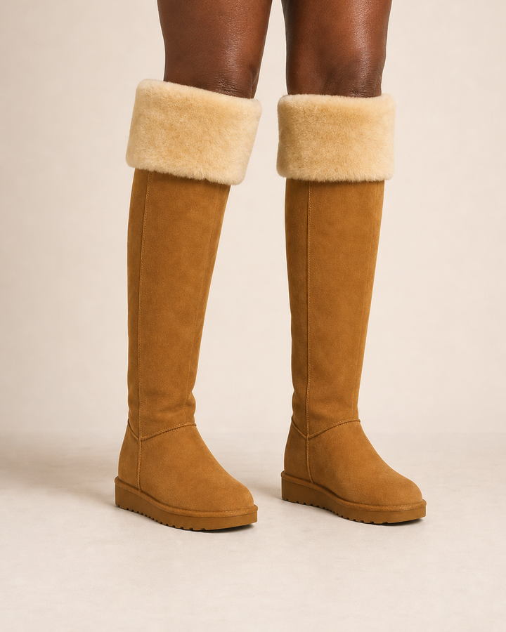Honor | Shearling-lined Suede Over-the-knee Snow Boot worn