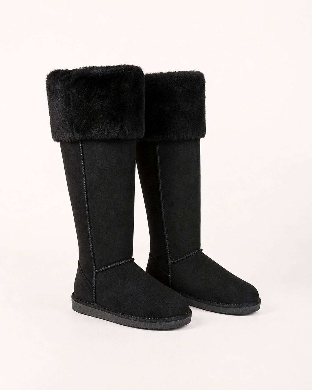 Honor | Shearling-lined Suede Over-the-knee Snow Boot in black