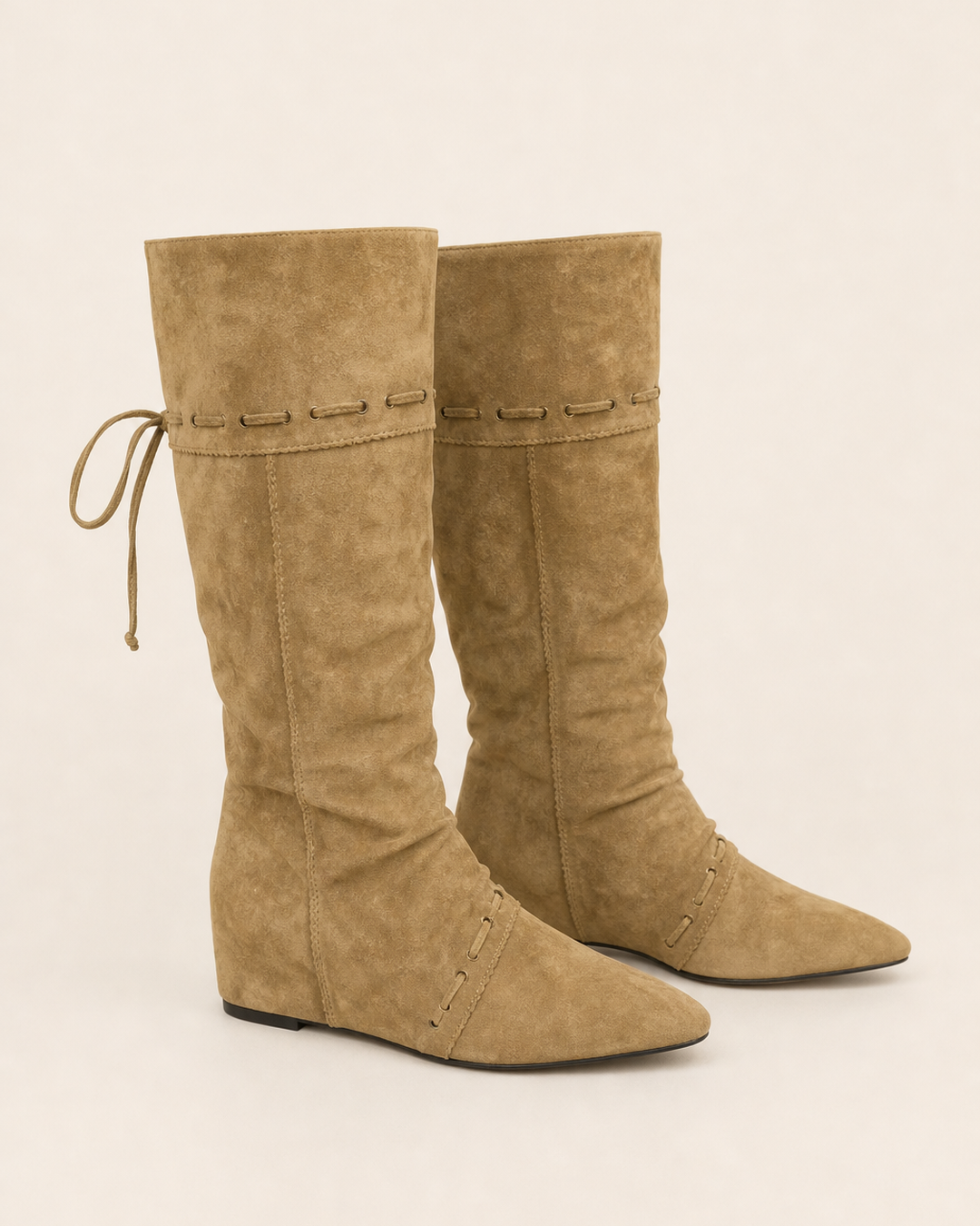 Effie | Slouchy Fold-over Pointed Mid-calf Boot in camel