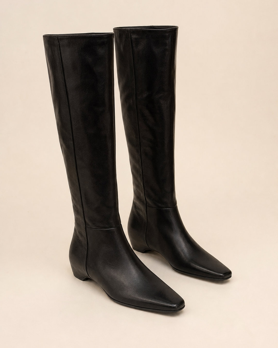 Inez | Hidden-wedge Over-the-knee Pull-on Boot in black