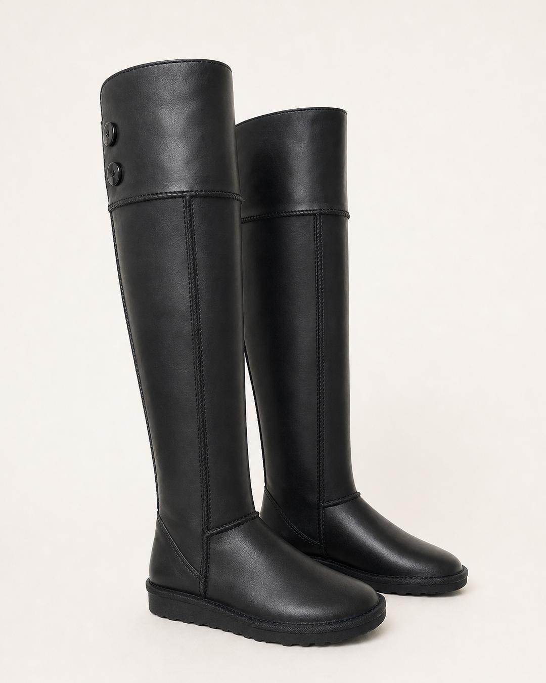 Honor | Shearling-lined Suede Over-the-knee Snow Boot in black gold