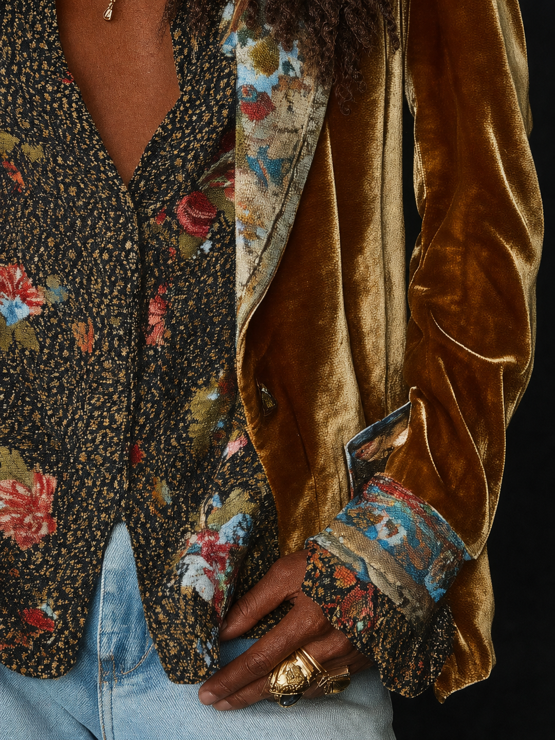 Lulama | Vintage Floral Print Patchwork Blazer