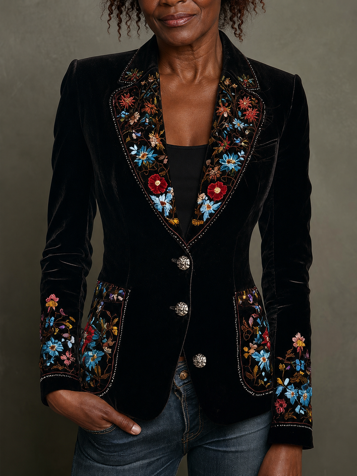 Ebiere | Colorful Floral Embroidered Blazer